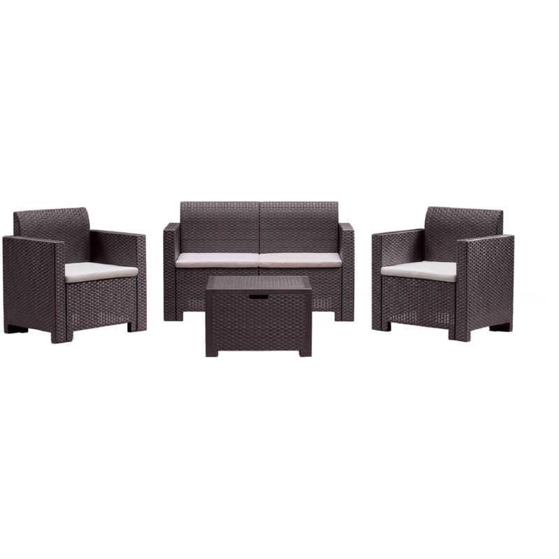 Bica Set Giardino Salotto Polyrattan Divano Poltrone Esterno Nebras...