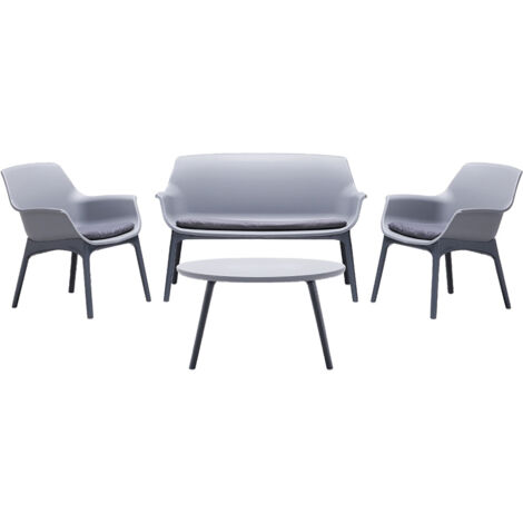 Set da giardino polipropilene grigio/antracite