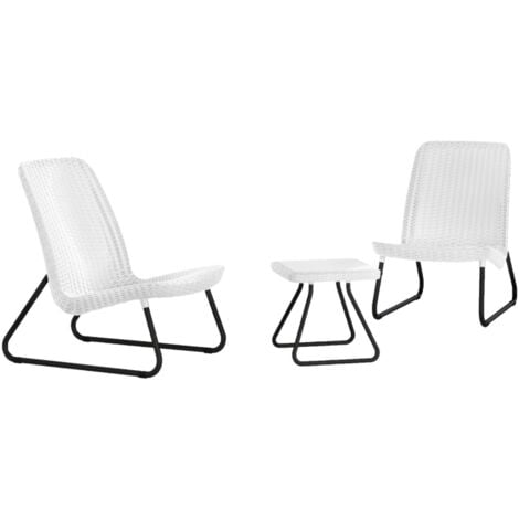 set da giardino "rio balcony" con 2 poltrone e tavolo, colore bianco - keter