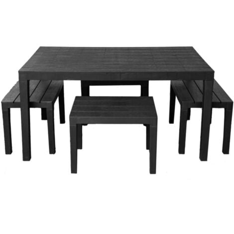 PROGARDEN set da giardino "samoa" in polipropilene antracite 4 sedute e tavolo