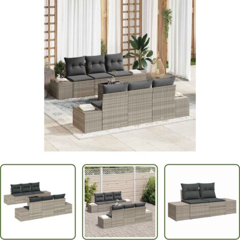 Set da giardino -  Set Divano da Giardino 8 pcs Grigio chiaro e grigio scuro