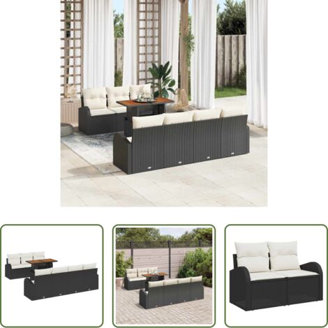 Set da giardino -  Set Divano da Giardino con archiviazione 8 pcs Nero Poly Rattan