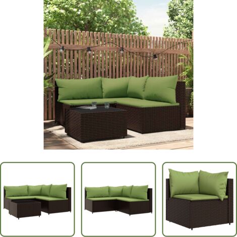 Set da giardino -  Set Mobili da Giardino 4 pz con Cuscini in Polyrattan Marrone