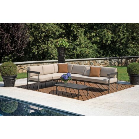 set da giardino solaria "torvaianica" in alluminio antracite sabbia 6 sedute e 1 tavolino