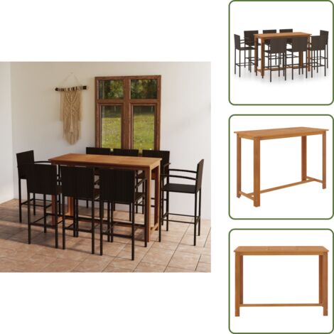 Set da giardino - vidaXL Set Bar da Giardino 9 pz Marrone - Bar in legno
