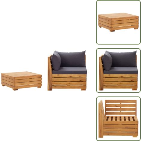 Set da giardino - vidaXL Set Divani da Giardino 2 pz con Cuscini in Massello di Acacia - Divano angolare