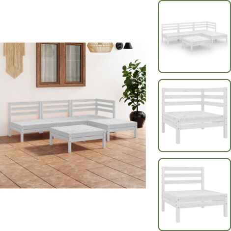 Set da giardino - vidaXL Set Salotto da Giardino 5 pz in Legno Massello di Pino Bianco - Divano in legno