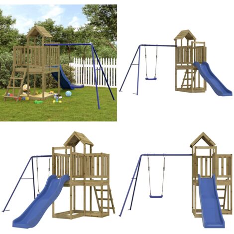 Set da Gioco da Esterno in Legno di Pino Impregnato - Casetta da gioco - Parco giochi