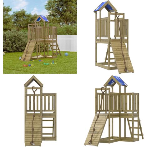 Set da Gioco da Esterno in Legno di Pino Impregnato - Parco giochi - Casetta da giardino