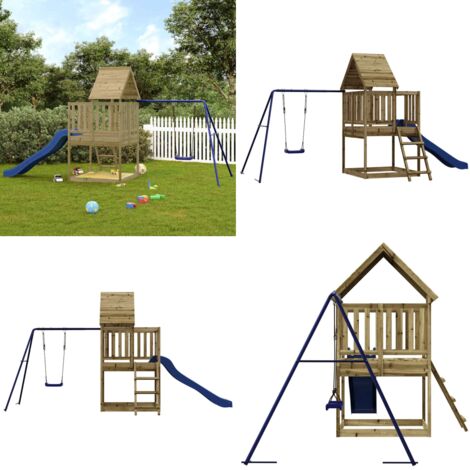 Set da Gioco da Esterno in Legno di Pino Impregnato - Parco giochi - Giardino