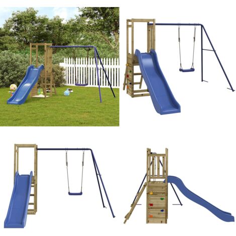 Set da Gioco da Esterno in Legno di Pino Impregnato - Parco giochi - Giardino