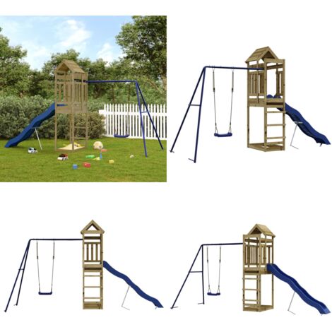 Set da Gioco da Esterno in Legno di Pino Impregnato - Parco giochi in legno - Gioco per bambini