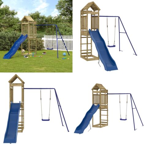 Set da Gioco da Esterno in Legno di Pino Impregnato - Parco giochi in legno - Set da gioco per bambini