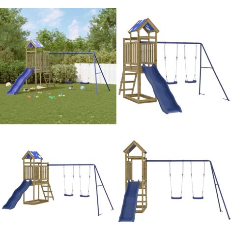 Set da Gioco da Esterno in Legno di Pino Impregnato - Parco giochi per bambini - Attrezzature da giardino