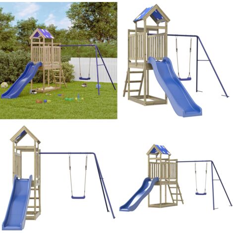 Set da Gioco da Esterno in Legno di Pino Impregnato - Set da gioco in legno - Parco giochi per bambini