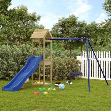 COSTWAY Parco Giochi 6 in 1 Multi Giochi da Giardino, con Altalena e  Scivolo, Pallacanestro e Porta da Calcio, 209x174x115 cm, per Bambini 3-8  Anni