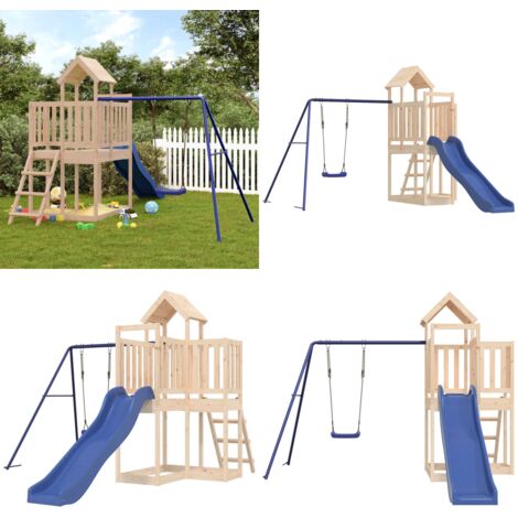 Set da Gioco da Esterno in Legno Massello di Pino - Casetta da gioco - Parco giochi