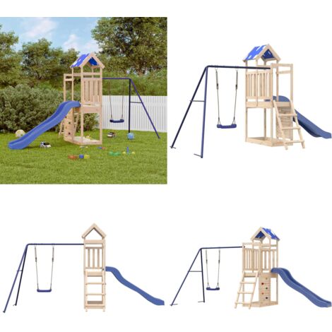 Set da Gioco da Esterno in Legno Massello di Pino - Parco giochi in legno - Attrezzature per bambini