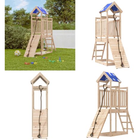 Set da Gioco da Esterno in Legno Massello di Pino - Parco giochi in legno - Casetta da giardino