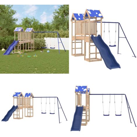 Set da Gioco da Esterno in Legno Massello di Pino - Parco giochi per bambini - Casetta da giardino