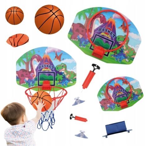 Set da gioco per basket con dinosauri, tabellone, pompa per palla, rete