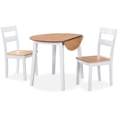 Set da Pranzo 3 pz in MDF e Legno di Hevea Bianco