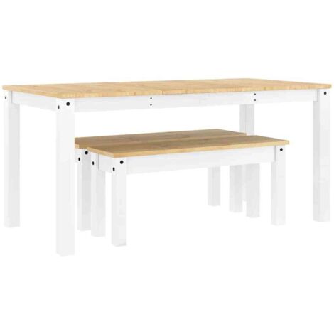 Set da Pranzo 3 pz Panama Bianco in Legno Massello di Pino vidaXL