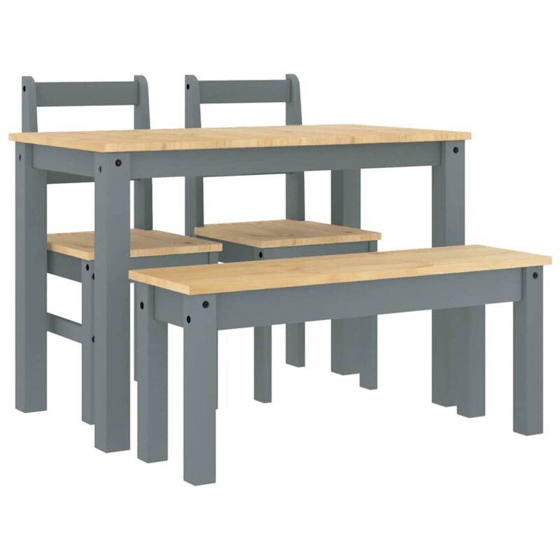 Set Da Pranzo 4 Pz Panama Grigio In Legno Massello Di Pino Vidaxl