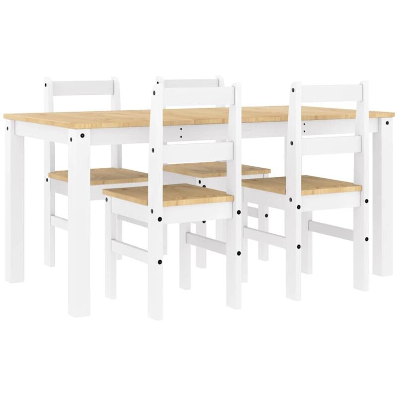 Set Da Pranzo 5 Pz Panama Bianco In Legno Massello Di Pino Vidaxl