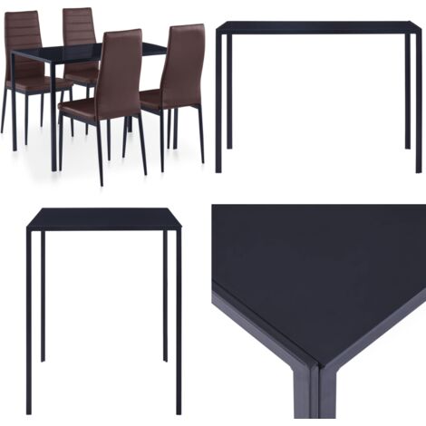 Set da Pranzo 5 pz Marrone - Tavolo da pranzo - Sedie da pranzo