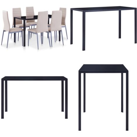 Set da Pranzo 7 pz Cappuccino - Tavolo in vetro - Sedie in pelle sintetica