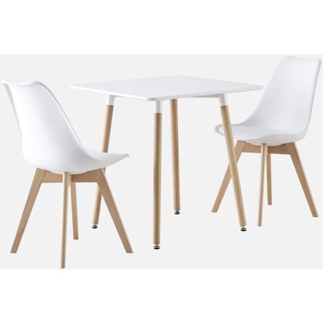 Set da pranzo composto da tavolo quadrato e 2 sedie, 70cm