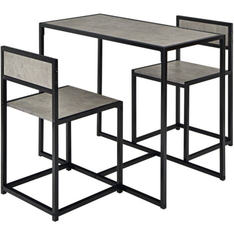Set da pranzo da 3 pezzi con struttura di metallo, Tavolo da cucina con 2 sedie per spazi ridotti Grigio