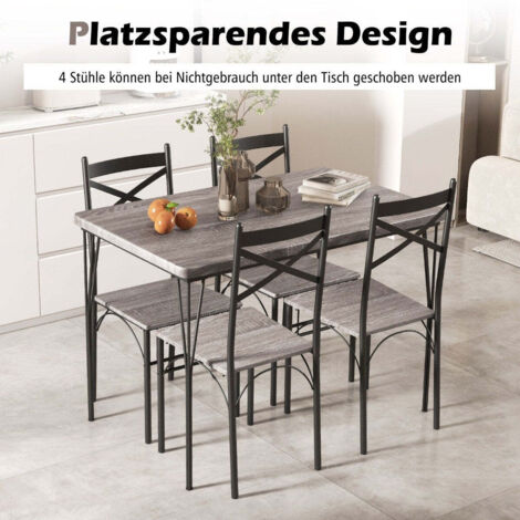 Set da pranzo da 5 pezzi per 4 persone tavolo da pranzo moderno rettangolare e 4 sedie da pranzo grigie e nere 88305506 88305506 88305506 88305506 88305506 88305506 88305506 88305506 88305506 88305506