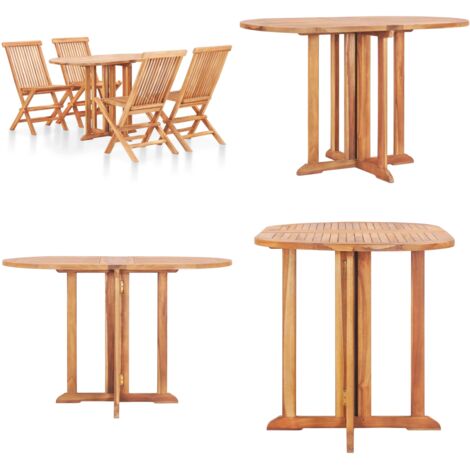 Set da Pranzo da Esterno Pieghevole 5 pz Legno Massello di Teak - Tavolo pieghevole - Sedie pieghevoli