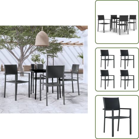 Set da pranzo da esterno - vidaXL Set da Pranzo da Giardino 5 pz Nero - Tavolo in vetro