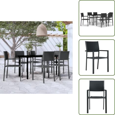 Set da pranzo da esterno - vidaXL Set da Pranzo da Giardino 7 pz Nero - Tavolo in vetro