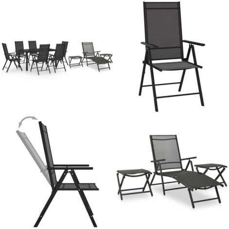 Set da Pranzo da Giardino 10 pz Nero e Antracite - Sedie da giardino - Tavolo da pranzo da esterno