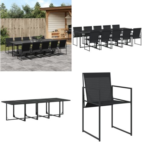 Set da Pranzo da Giardino 11 pz Nero in Textilene - Sedie da giardino - Tavolo da giardino