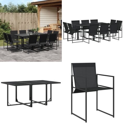 Set da Pranzo da Giardino 11 pz Nero in Textilene - Sedie da giardino - Tavolo da giardino