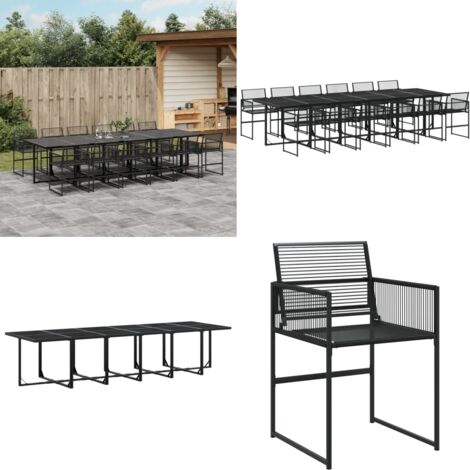 Set da Pranzo da Giardino 13pz Nero in Polyrattan - Sedie da giardino - Tavolo da giardino