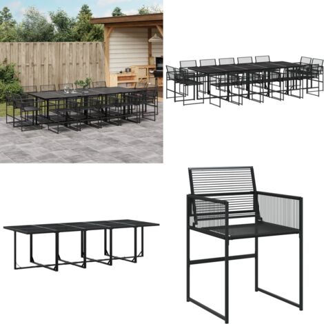 Set da Pranzo da Giardino 15 pz Nero in Polyrattan - Sedie da giardino - Tavolo da giardino