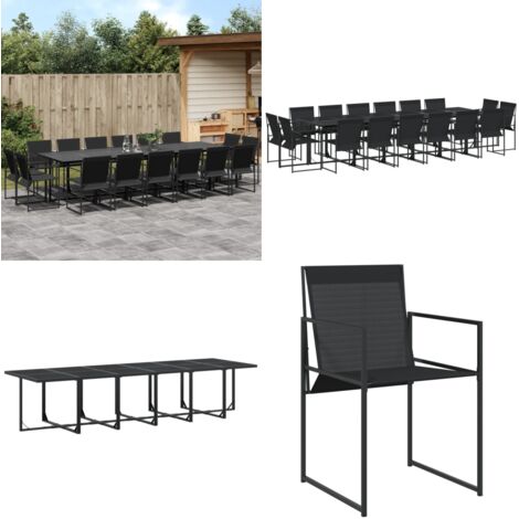 Set da Pranzo da Giardino 17 pz Nero in Textilene - Sedie da giardino - Tavolo da giardino