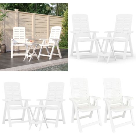 Set da Pranzo da Giardino 3 pz Bianco in Polipropilene - Tavolo da pranzo da esterno - Sedie da giardino