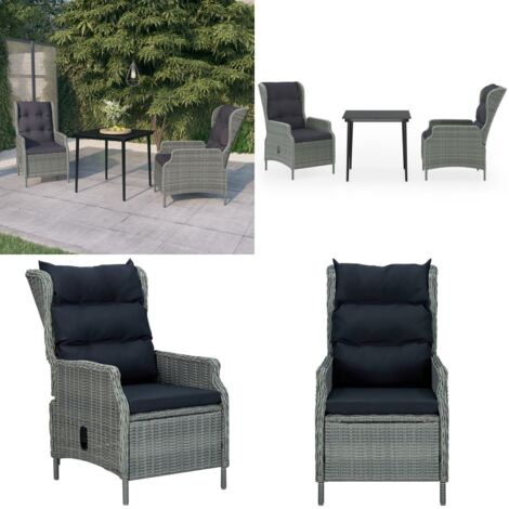 Set da Pranzo da Giardino 3 pz Grigio Chiaro - Sedie da giardino - Tavolo da giardino