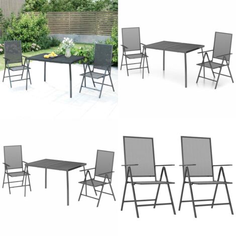 Set da Pranzo da Giardino 3 pz in Acciaio Antracite - Sedie da giardino - Tavolo da pranzo da esterno