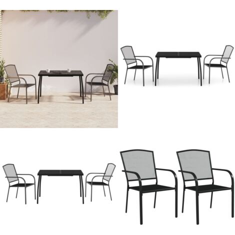 Set da Pranzo da Giardino 3 pz in Acciaio Antracite - Tavolo da pranzo da esterno - Sedie da giardino