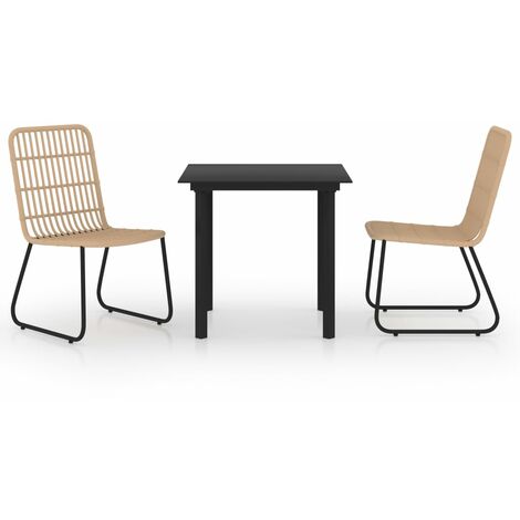 Set da Pranzo da Giardino 3 pz in Polyrattan e Vetro vidaXL