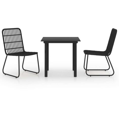 Set da Pranzo da Giardino 3 pz in Polyrattan e Vetro vidaXL