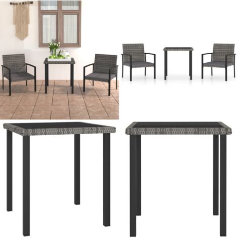Set da Pranzo da Giardino 3 pz in Polyrattan Grigio - Tavolo da giardino - Sedie da giardino